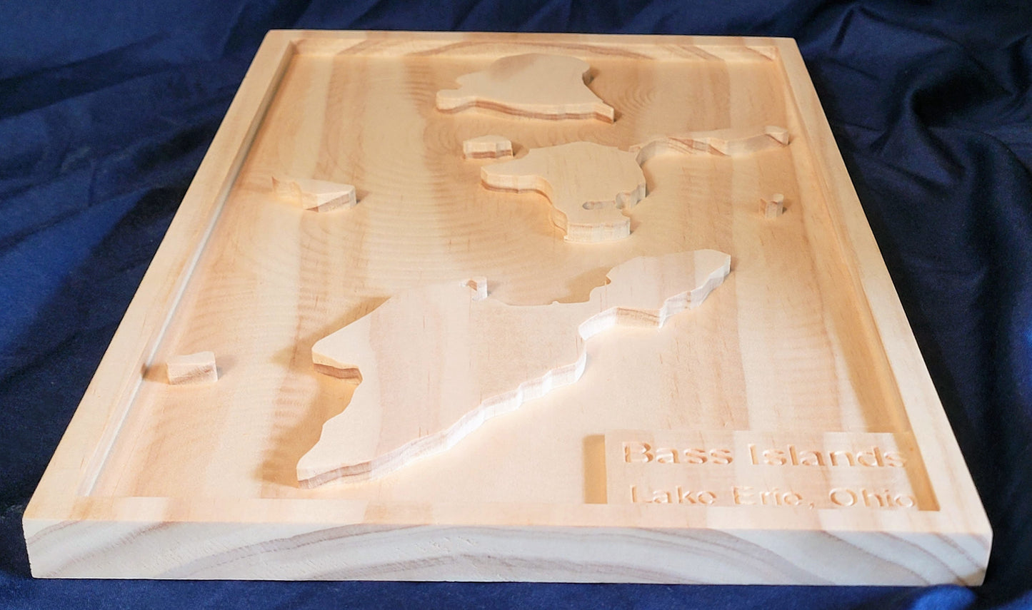 Bass Islands (Put-In-Bay) Lake Erie Wood and Water Map